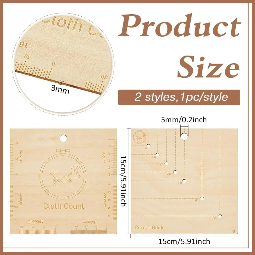 Wooden Cross Stitch Corner Gauge Template Set of 2 Embroidery Corner Gauge Axl