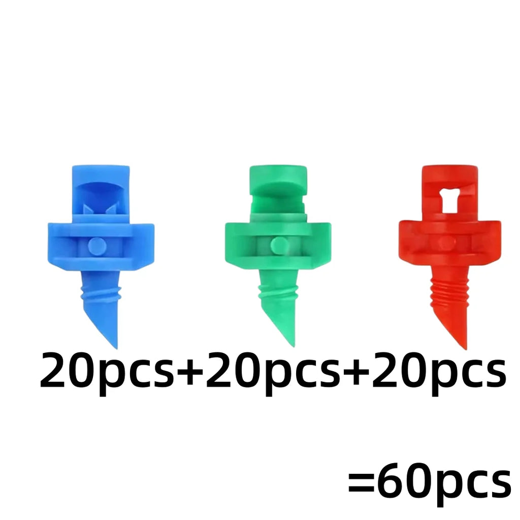 60-Pack Micro Atomizing Garden Sprinkler Nozzles 90°180°360° Drip Irrigation Nozzles Axl mixed colors 60pcs