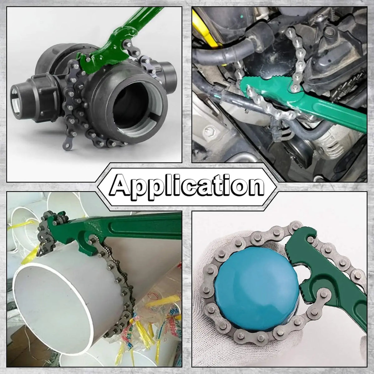 8-Inch Chain Oil Filter Wrench – Non-Slip Cast Iron Strap Tool Chain Filter Wrench Axl