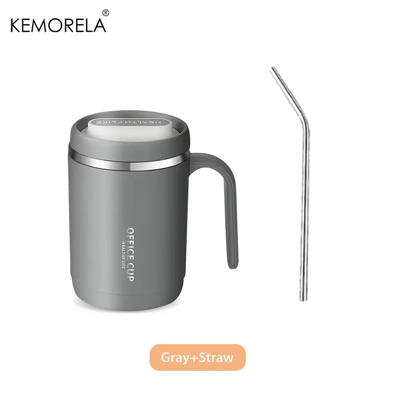 KEMORELA 17oz Insulated Stainless Steel Tumbler | Lid & Straw Insulated Tumbler Axl Gray withStraw 500ml