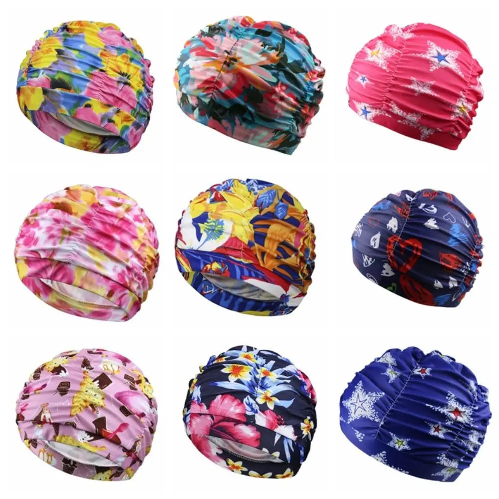 Printed Fabric Oversized Swimming Cap – Quick-Dry, Breathable Swim Cap Axl