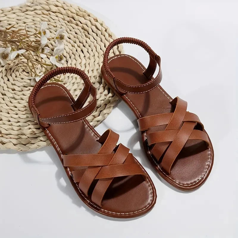 Women's Flat Roman Sandals – Casual Slip-On Beach Shoes Flat Sandals Axl