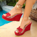 Women's Bowknot Wedge Sandals – Bohemian Platform Slides Wedge Sandals Axl Red 43
