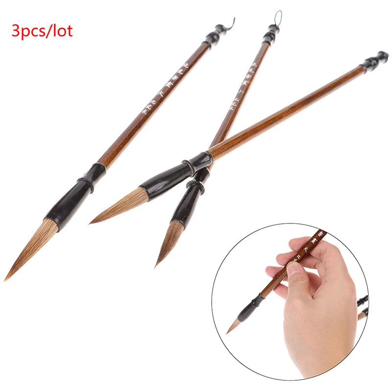 Chinese Calligraphy Brush Set – 3-Piece Langhao Weasel Hair Calligraphy Brush Set Axl