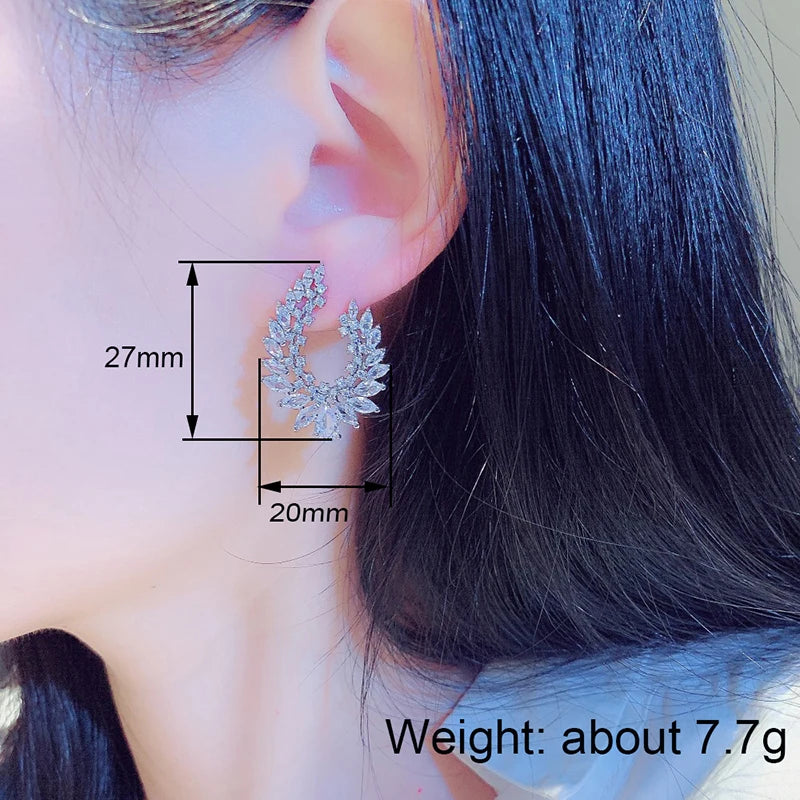 Huitan CZ Stud Earrings – Elegant Cubic Zirconia Wedding Jewelry CZ Stud Earrings Axl