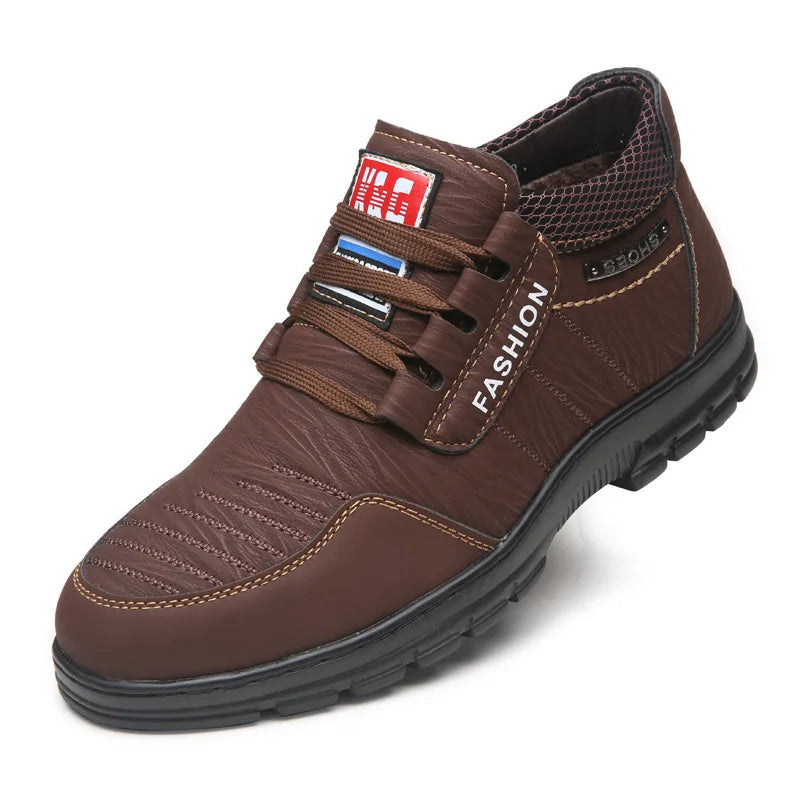 Men's Genuine Leather Waterproof Ankle Boots – Non-Slip Snow Boot Men's Ankle Boots Axl Brown 43