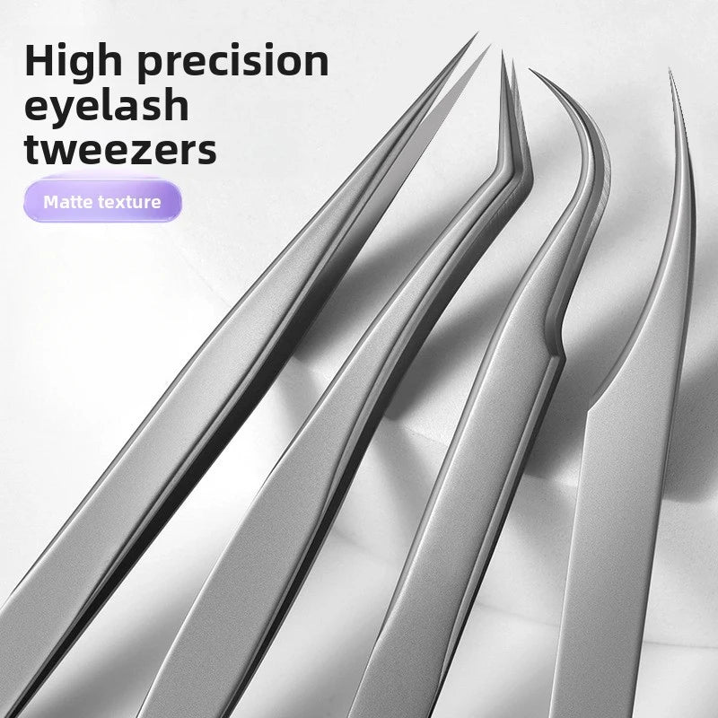 Silver Eyelash Extension Tweezers – Dolphin & Feather Precision Set Eyelash Tweezers Set Axl