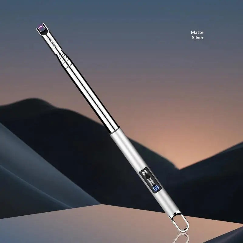 Retractable 100cm USB Arc Lighter – BBQ & Kitchen Igniter Electric Arc Lighter Axl Silver