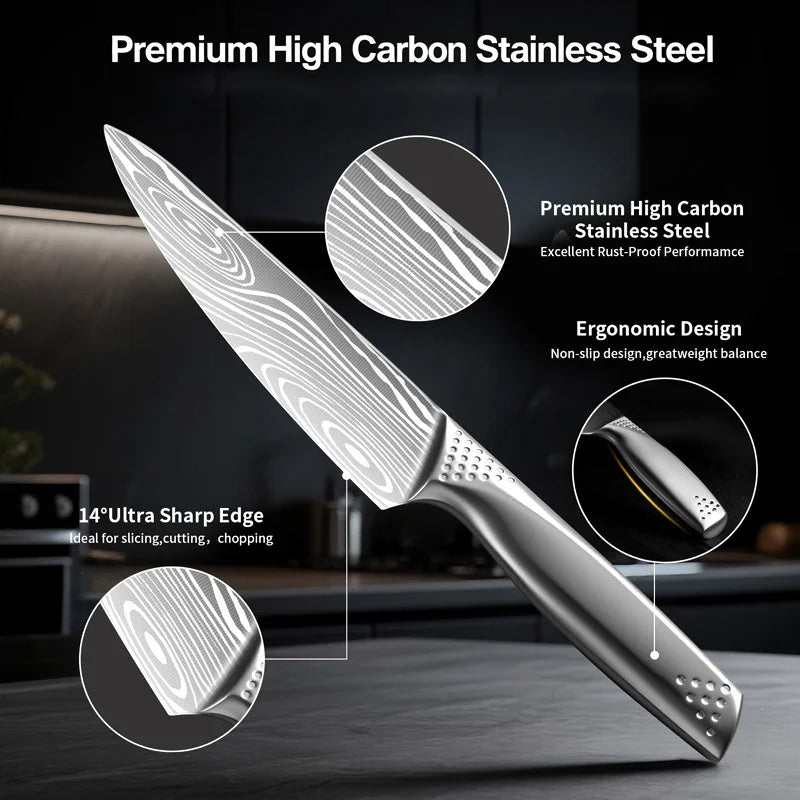 PLYS Damascus Chef Knife – Stainless Steel Boning & Meat Slicer Chef's Knife Axl