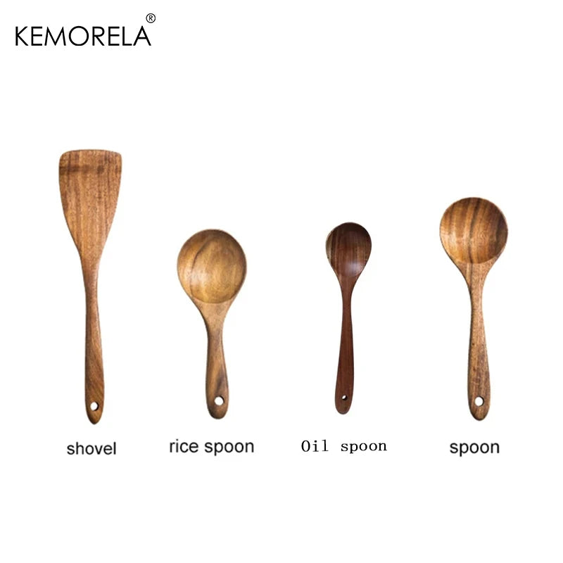 KEMORELA Teak Wood Cooking Spoon – Ladle, Turner & Skimmer Wood Cooking Utensil Axl