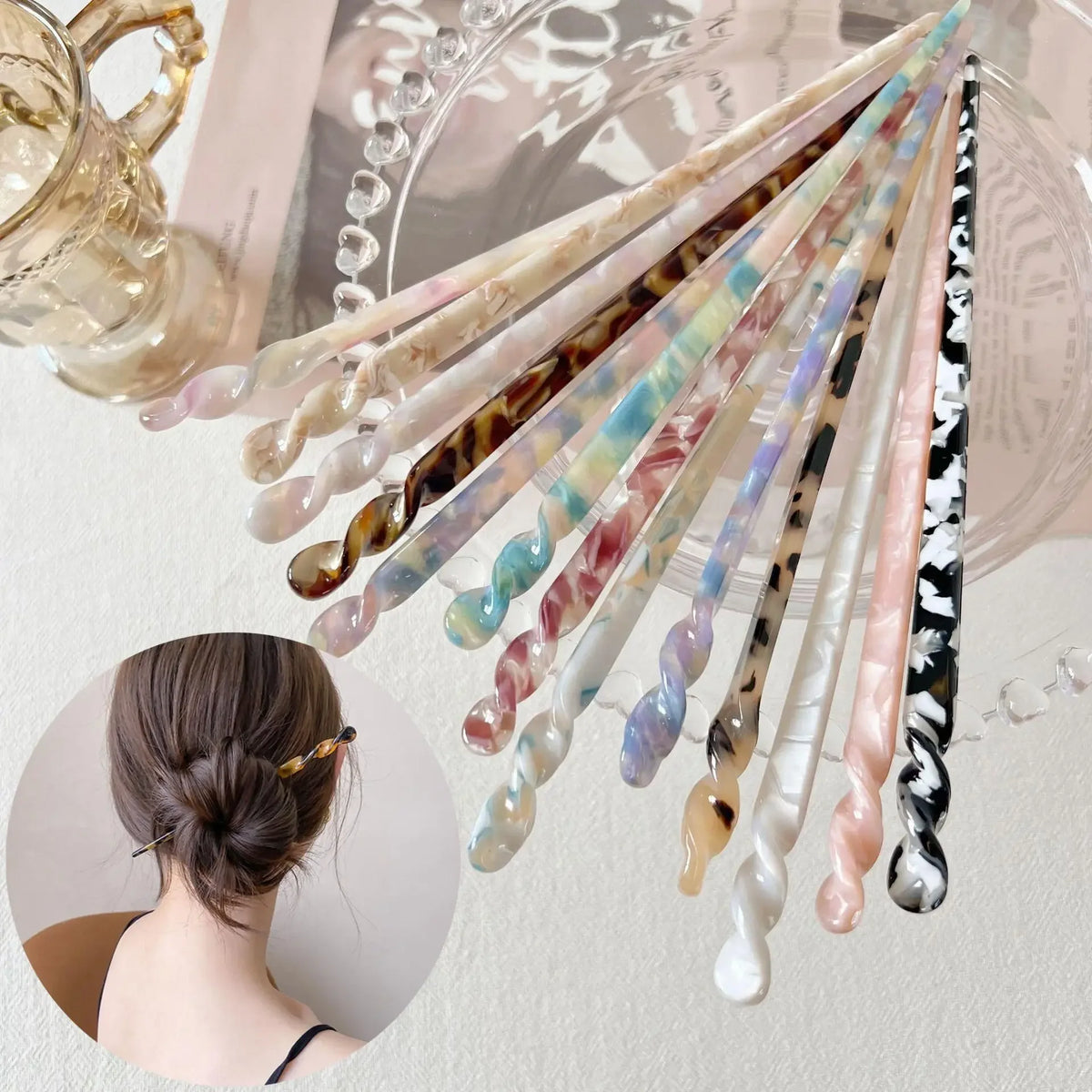 Chinese Acetate Hair Sticks – Vintage Chopstick Hairpin for Women Chopstick Hairpin Axl