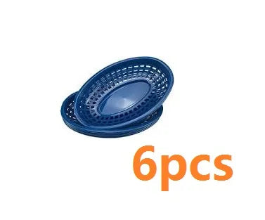 Oval Plastic Food Serving Baskets 6–12 Pcs | Burgers & Fries Food Serving Basket Axl 6pcs blue