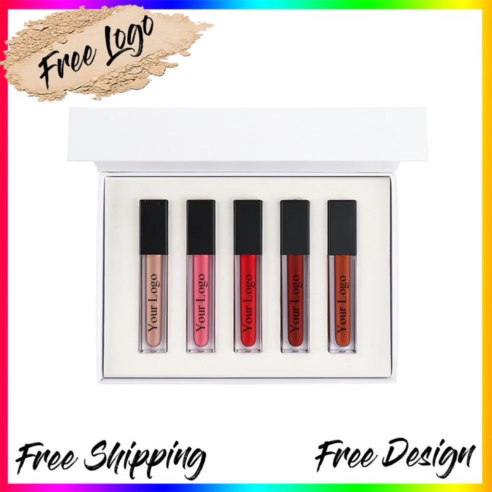 Vegan Matte Lip Gloss Kit – 5-Pc Private Label Lipstick Set Matte Lip Gloss Kit Axl