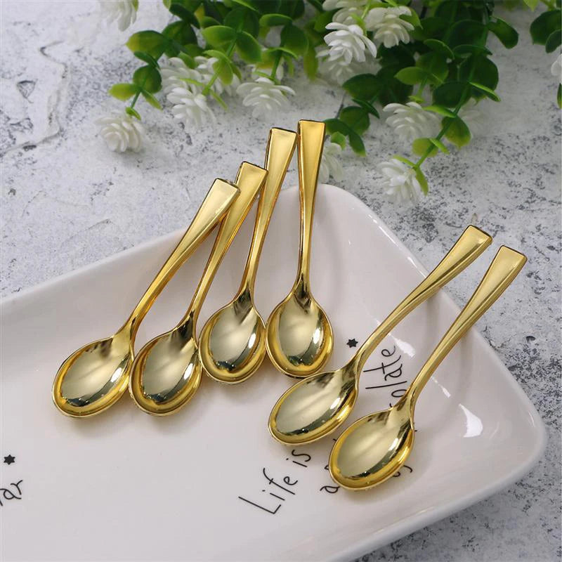 24-Pack Gold Disposable Plastic Spoons & Forks | Party Flatware Disposable Party Flatware Axl