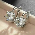 Huitan U-Shape Hoop Earrings – Silver Cubic Zirconia CZ Hoop Earrings Axl E1757