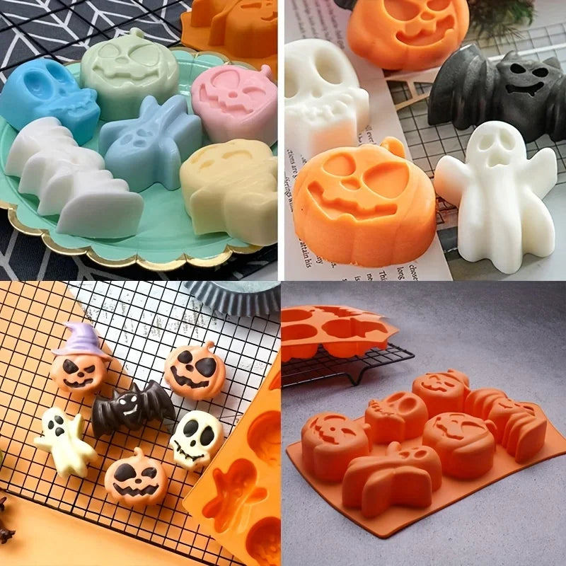 KEMORELA Halloween Silicone Mold – Skull, Pumpkin, Bat & Ghost Silicone Baking Mold Axl