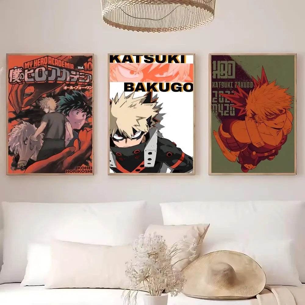 Katsuki Bakugo Anime Poster – HD Self-Adhesive Waterproof PVC Anime Wall Poster Axl