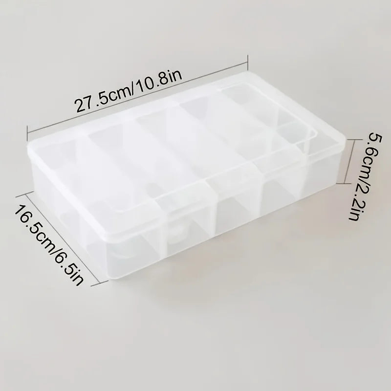 15-Compartment Clear Plastic Washi Tape Organizer Box Tape Storage Organizer Axl