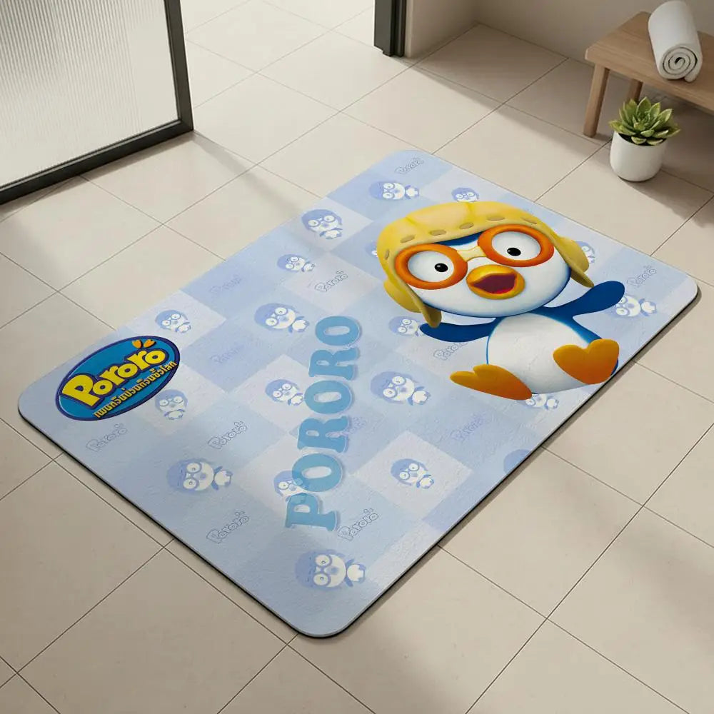 Pororo Penguin Diatomite Bath Mat – Quick Dry & Non-Slip Diatomite Bath Mat Axl White6 50x80cm