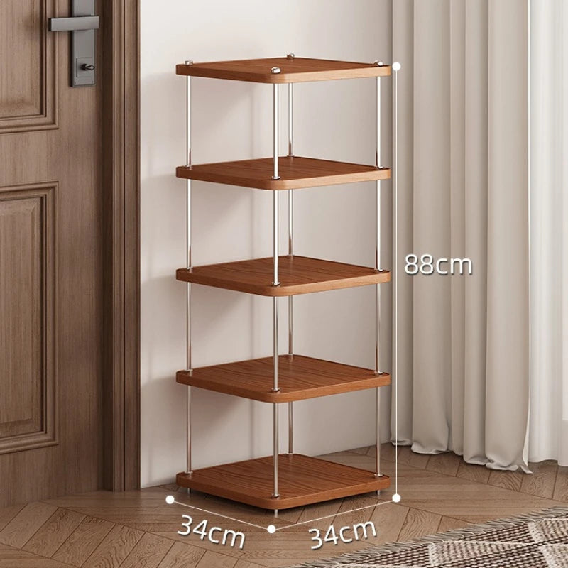 Wooden Multi-Layer Square Storage Rack – Stackable Shelf Wooden Storage Shelf Axl 5 Layers