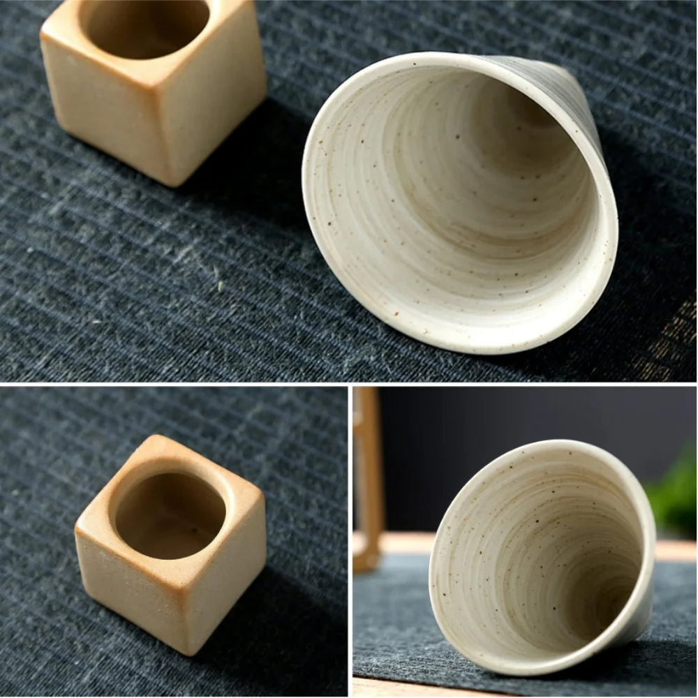 100ml Japanese Ceramic Coffee Mug – Triangular Cone & Square Base Ceramic Coffee Mug Axl