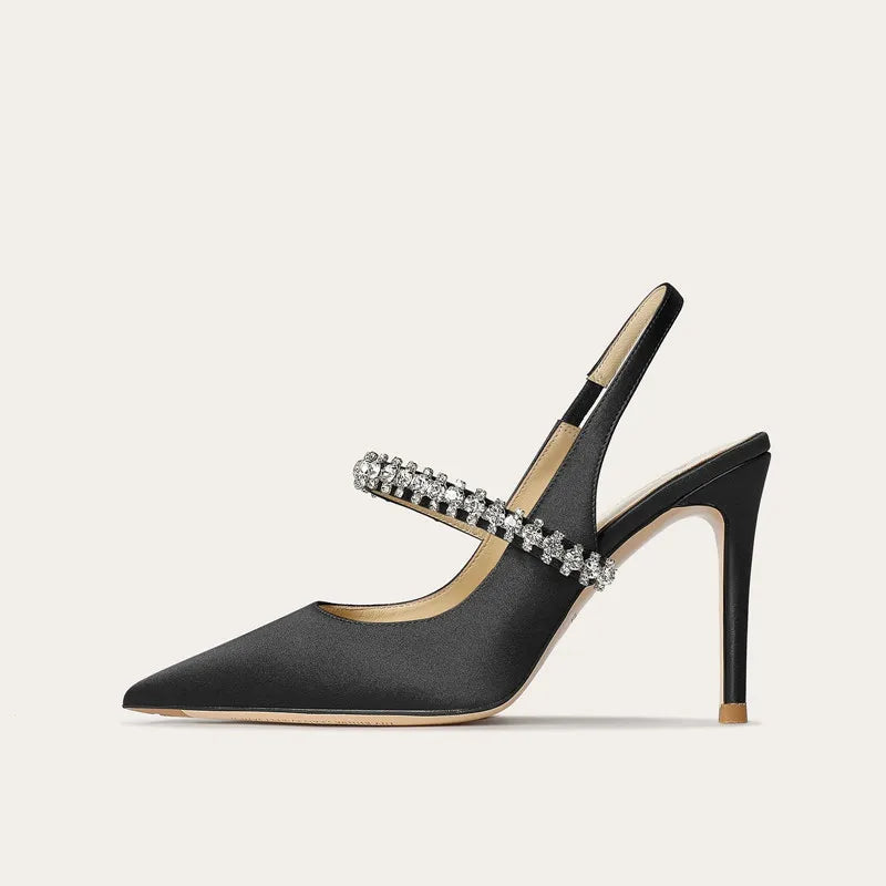 Women's Crystal Stiletto Pointed-Toe Sandals | Sizes 32–45 Stiletto Heel Sandals Axl Black(8cm) 45