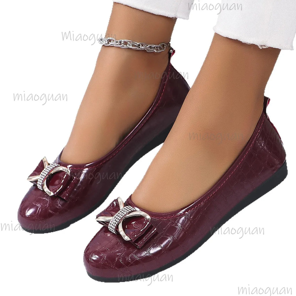Women's Bow Flat Loafers – Elegant Slip-On Dress Shoes Women's Flat Loafers Axl