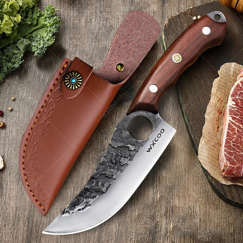 Hand Forged Hammered Boning Knife – Stainless Steel Cleaver Boning Kitchen Knife Axl