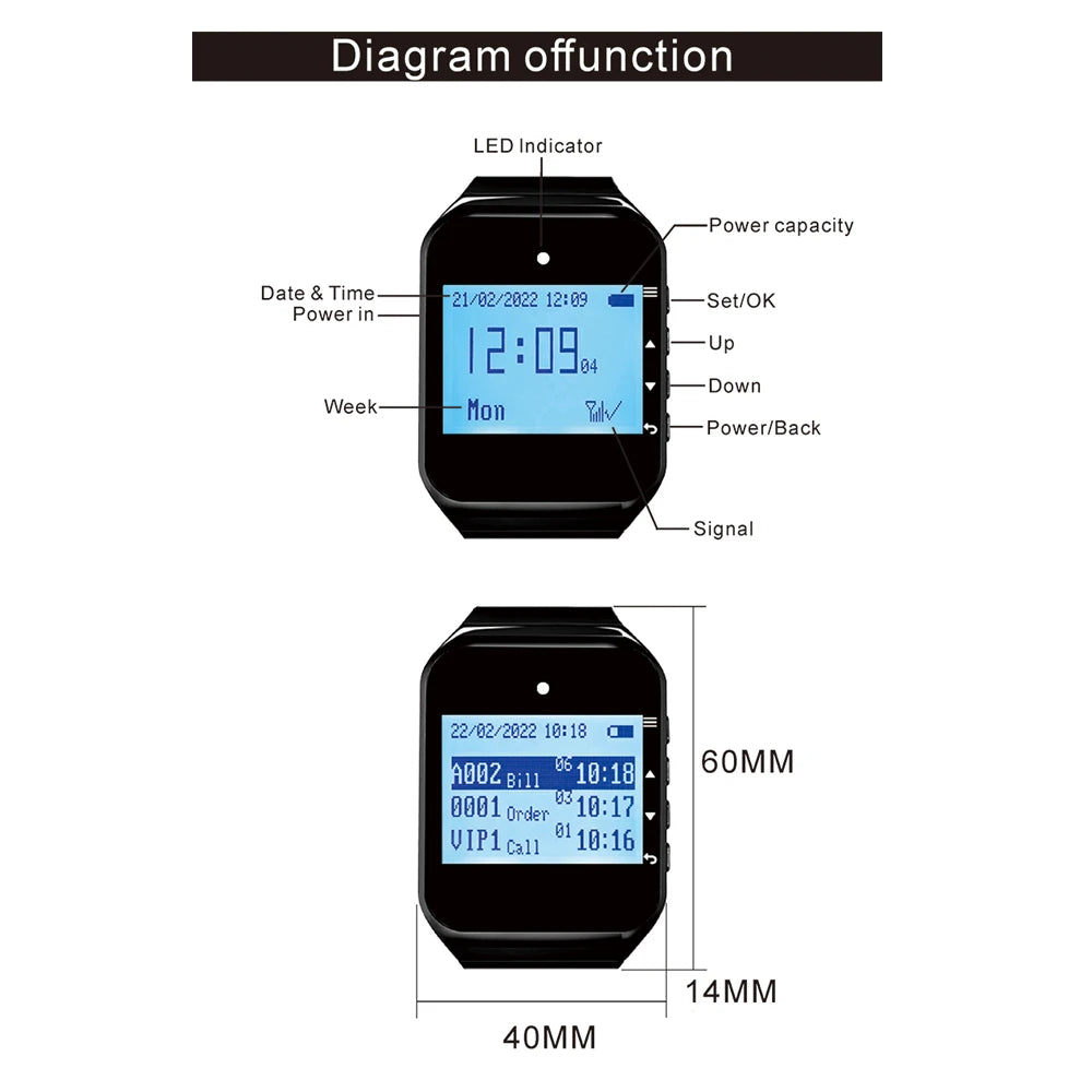 Wireless Waiter Calling System – Pager Watch & Call Button Wireless Calling System Axl