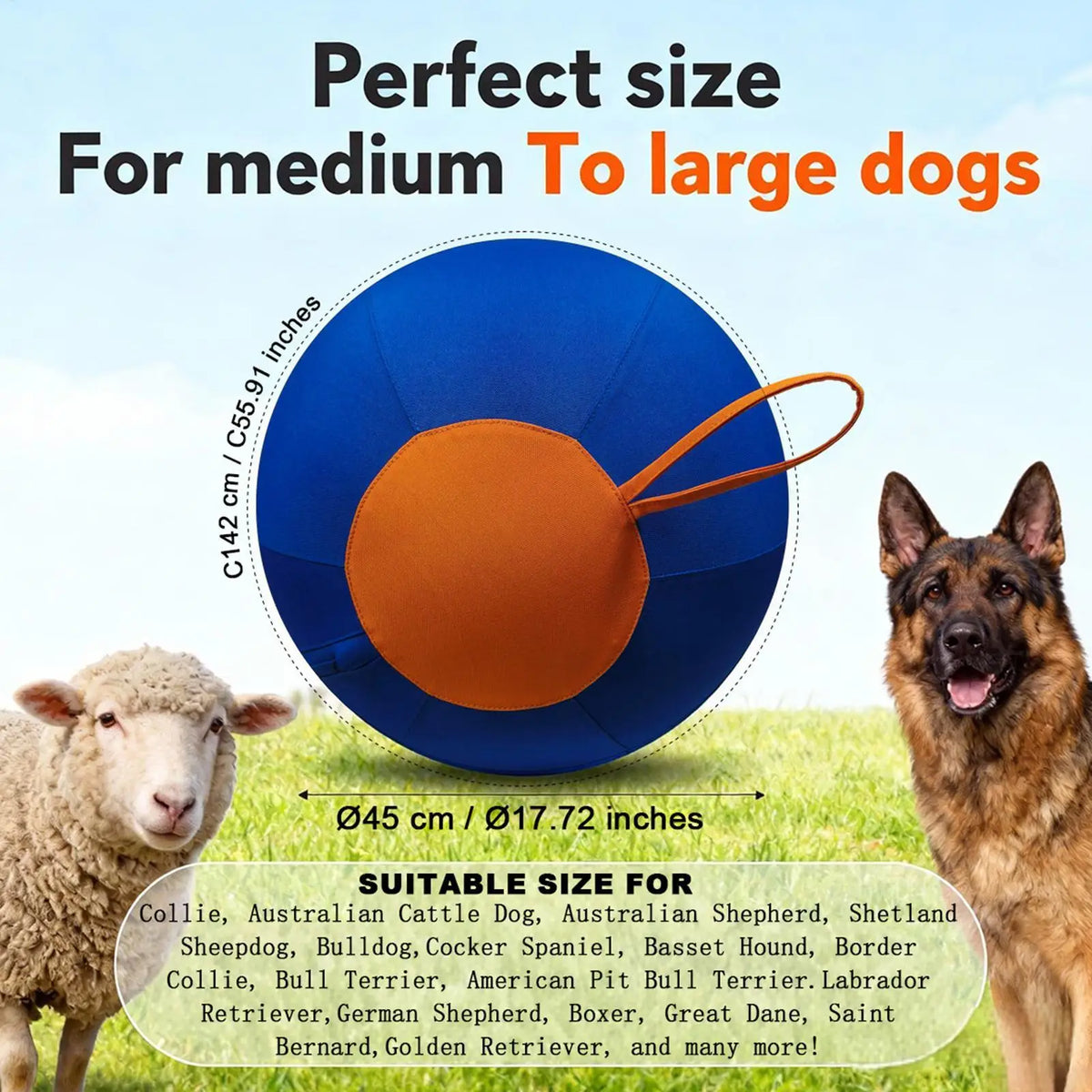 45cm Inflatable Herding Ball for Dogs | Large Breed Training Toy Dog Herding Ball Axl