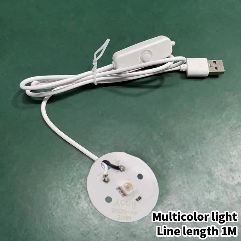 10cm Wood LED Light Base | Rotating Crystal Display Stand LED Display Stand Axl Multicolor light 1M USB Type-C
