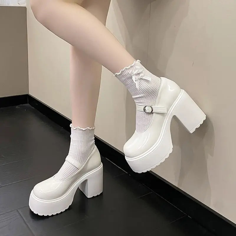 YBQJOO Mary Jane Pumps – Women's Vintage Square Heel Platform Mary Jane Pumps Axl