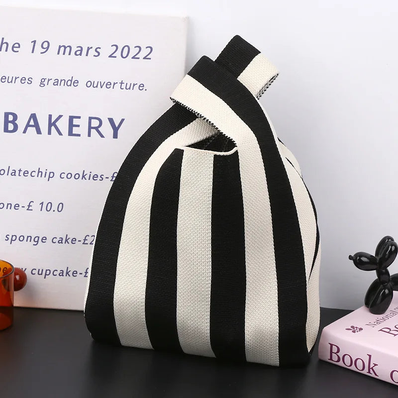 Women's Mini Hand-Woven Felt Handbag – Korean-Style Tote Mini Tote Handbag Axl White-1pcs