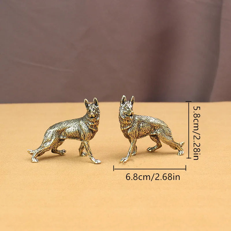 Vintage Brass German Shepherd Dog Statue Miniature Figurine Brass Animal Figurine Axl