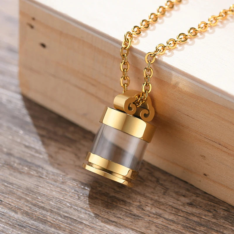 Fillable Glass Tube Urn Necklace – Keepsake Memorial Pendant Memorial Pendant Necklace Axl