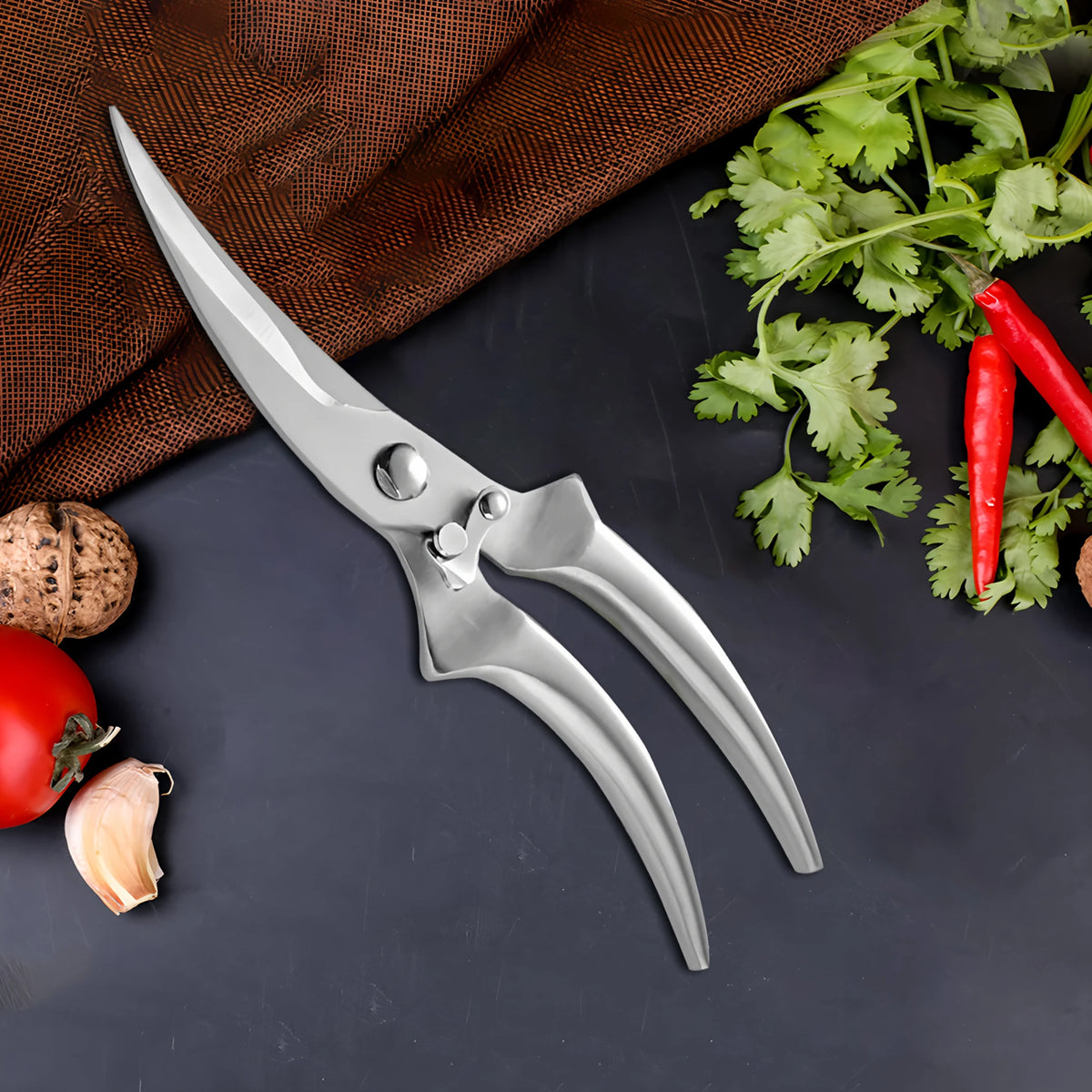Multi-Functional Kitchen Scissors – Non-Slip BBQ Shears Kitchen Scissors Axl Scissors-Silvery