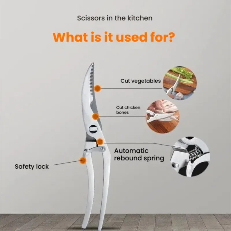 Heavy Duty Kitchen Scissors – Ultra Sharp Stainless Steel Shears Kitchen Scissors Axl