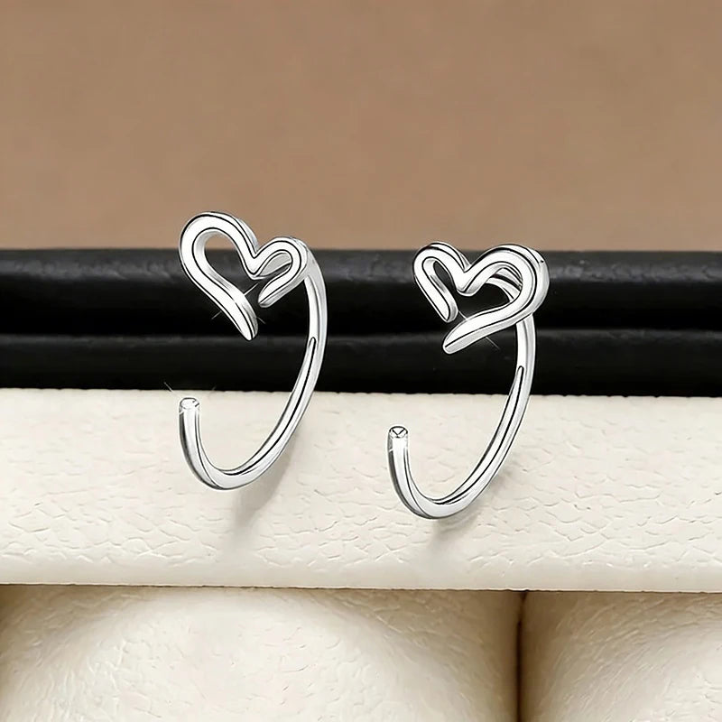 Huitan Glossy Heart Stud Earrings – Elegant Women's Jewelry Heart Stud Earrings Axl