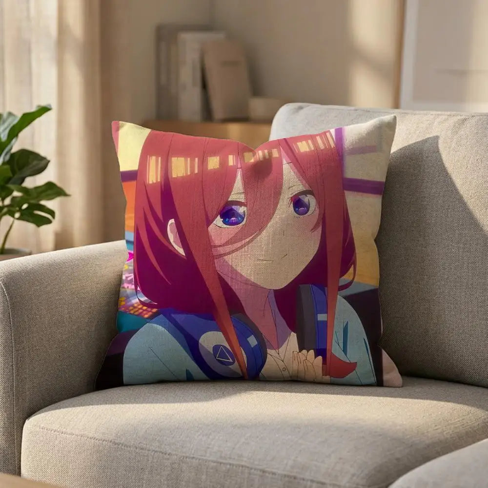 Miku Nakano Waifu Linen Cushion Cover – Anime Pillowcase Anime Cushion Cover Axl