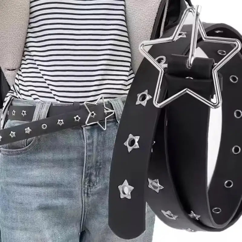 Women's Y2K Punk Rivet Belt – PU Leather Pin Buckle Waistband Punk Rivet Belt Axl
