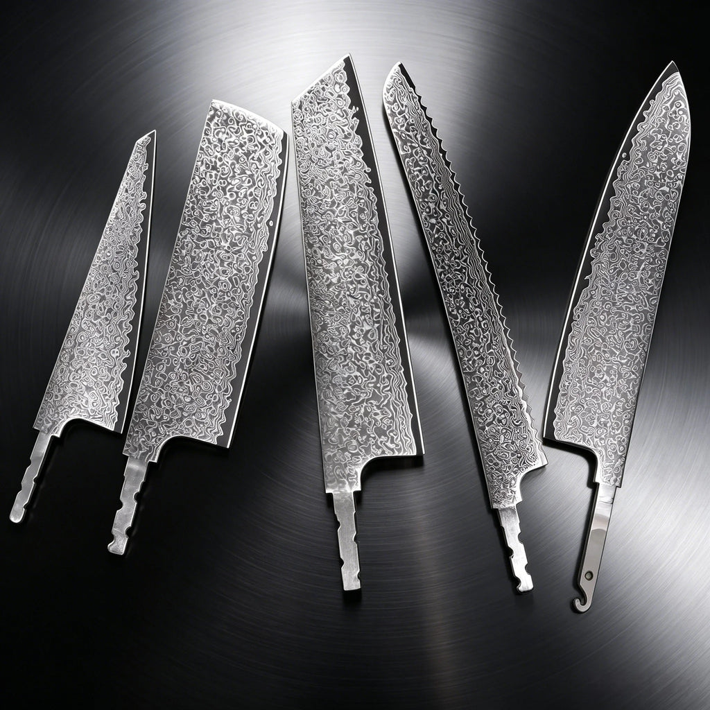 Damascus Steel Blank Blades – Knife Making Kit 1–7 Pcs Knife Making Blank Axl