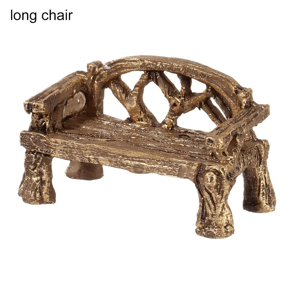 Miniature Fairy Garden Figurines – Bench, Chair & Table Set Garden Figurine Set Axl long chair