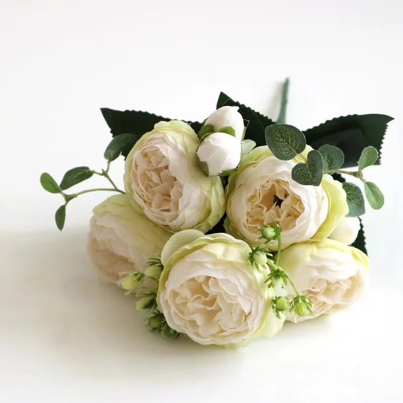 Silk Peony Bouquet – Artificial Flowers for Wedding & Home Decor Artificial Flower Bouquet Axl Beige