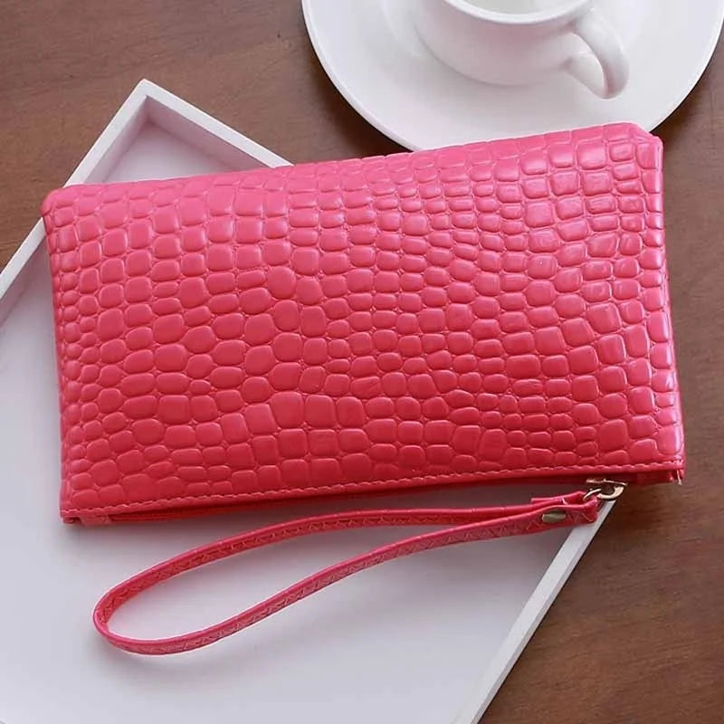 Women's Crocodile Grain PU Zip Coin Purse – Korean Style Zip Coin Purse Axl