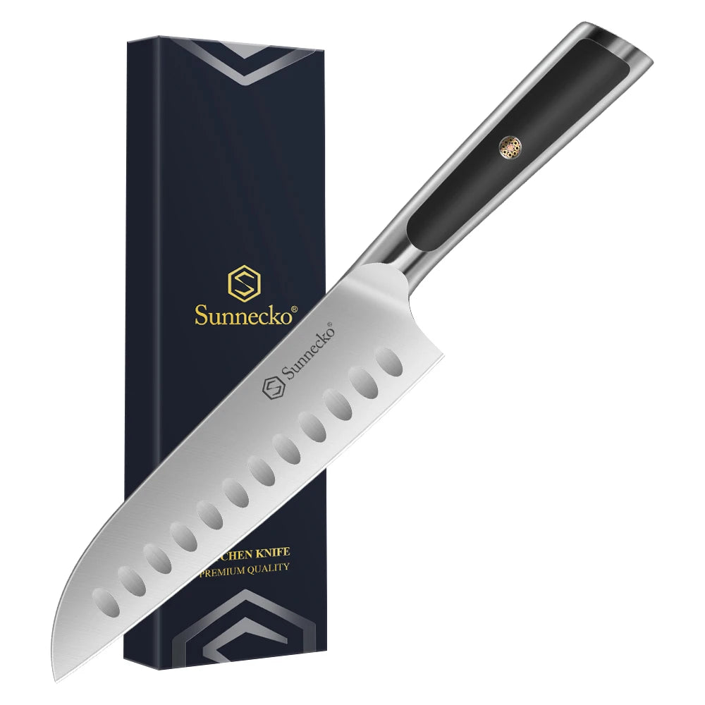 Sunnecko Japanese Chef's Knife – High-Carbon Steel, ABS Handle Kitchen Knife Set Axl 7 Inch Santoku Knife China Mainland