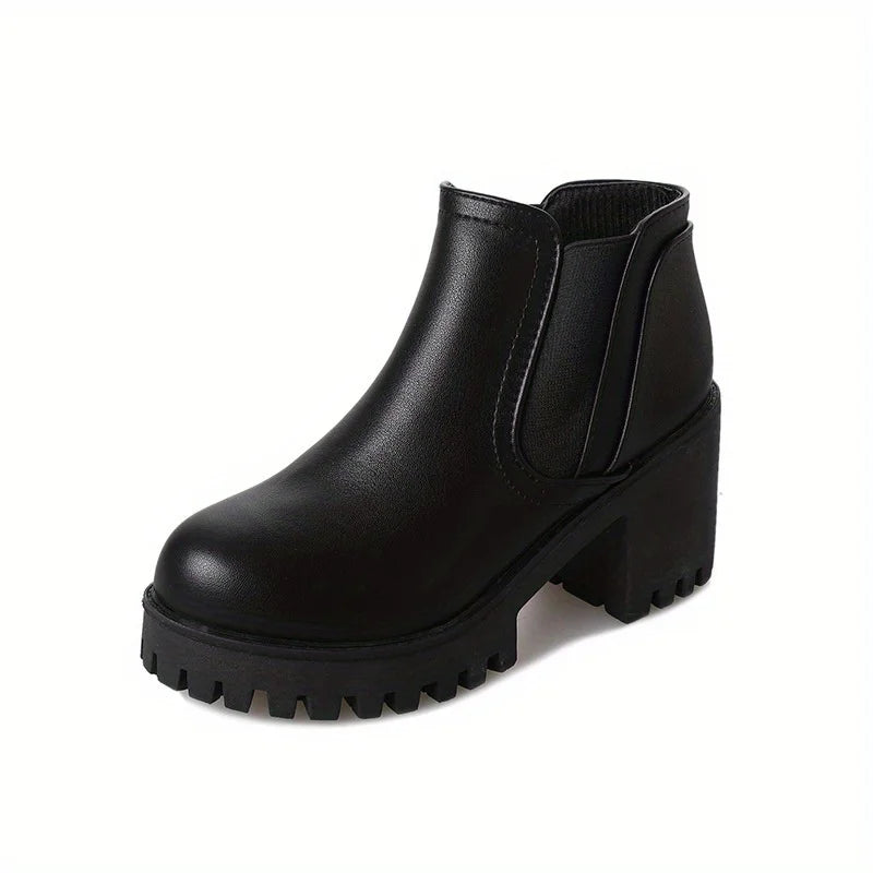Women's Round Toe Ankle Boots – Thick Sole Square Heel Women's Ankle Boots Axl