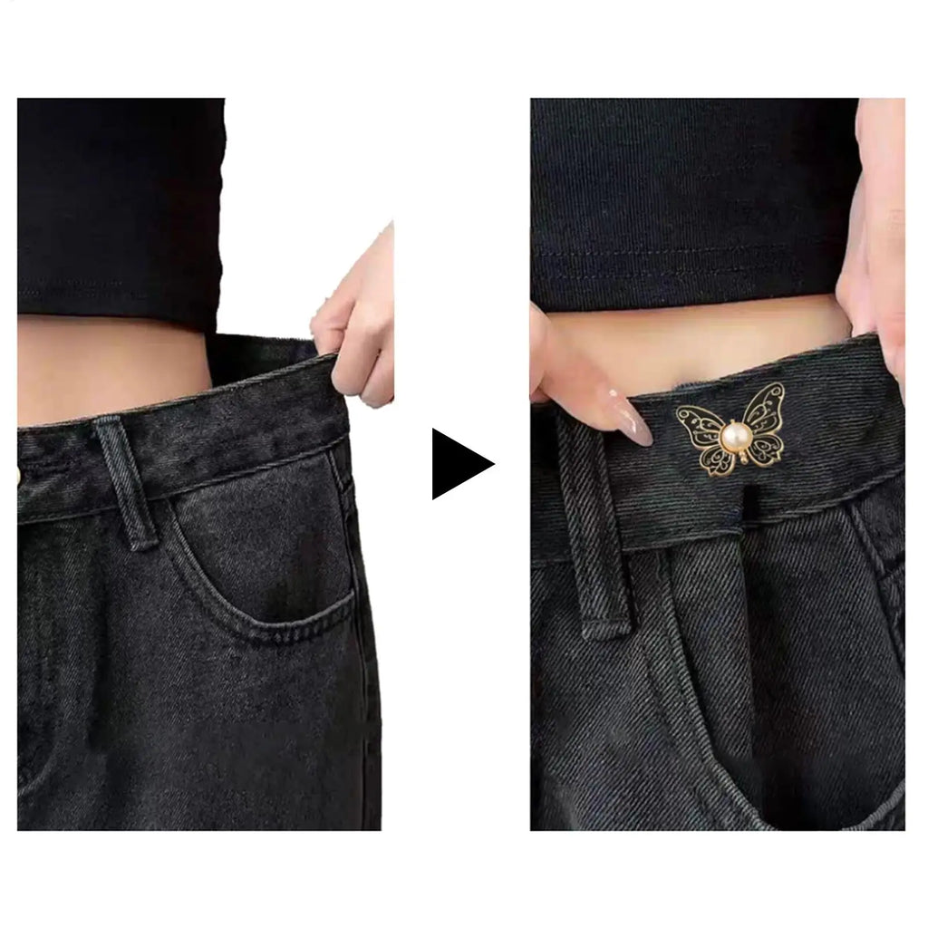 Butterfly Waist Tightener Clips – No-Sew Adjustable Button 8pc Clothing Adjuster Clips Axl