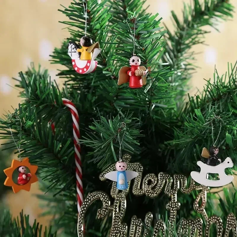 Wooden Christmas Tree Ornaments – Boxed Holiday Pendants Set Christmas Tree Ornaments Axl