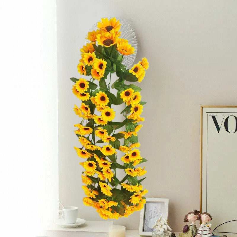 Sunflower Vine Rattan Hanging Artificial Flower | Wall & Wedding Artificial Hanging Flower Axl