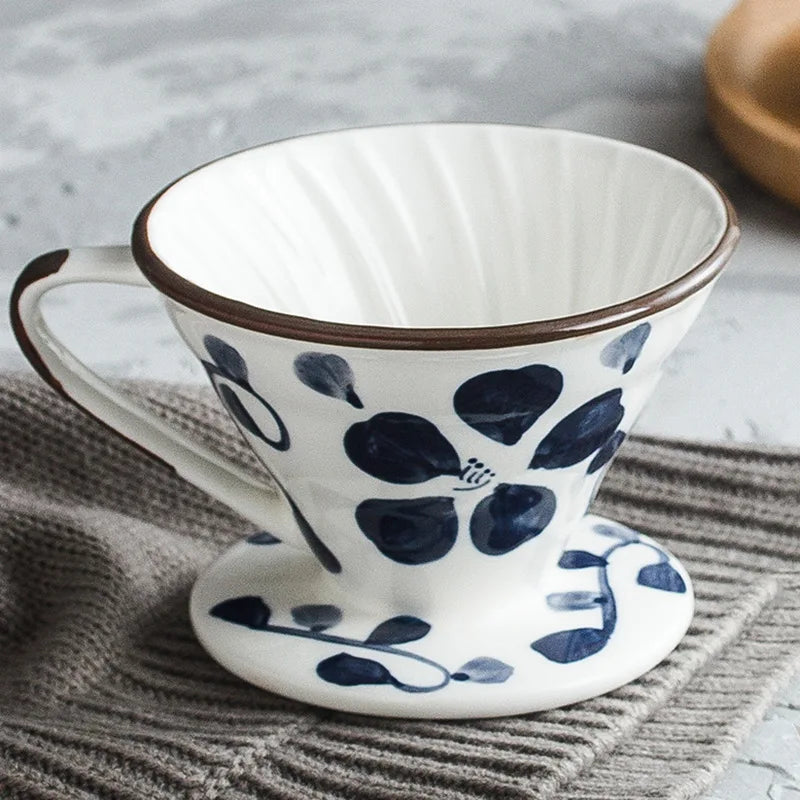 Ceramic Pour Over Coffee Dripper Set 500ml – Blue & White Pour Over Coffee Dripper Axl